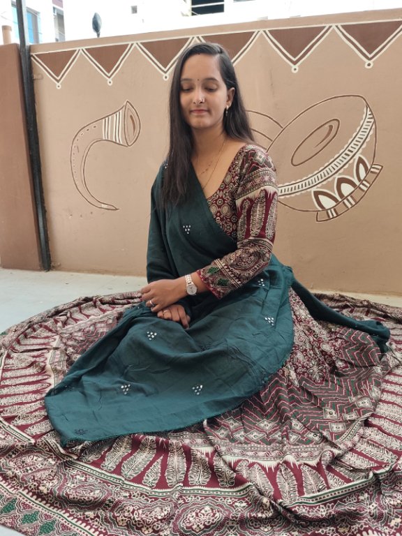 Maroon Ajrakh Cotton Chaniya Choli