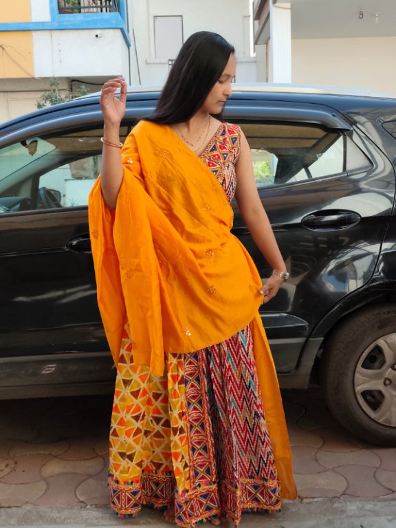 Heritage Multi-Color Chevron Ghagra Set