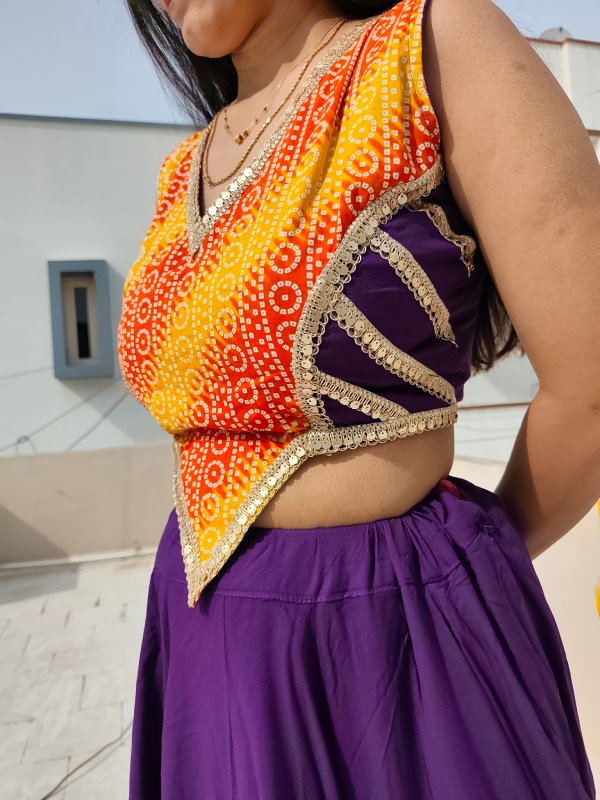 Royal Purple & Orange Rayon Chaniya Choli view 4