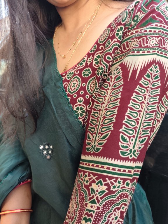 Maroon Ajrakh Cotton Chaniya Choli