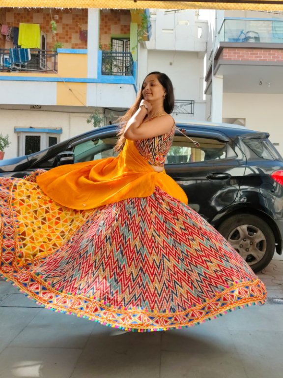 Heritage Multi-Color Chevron Ghagra Set