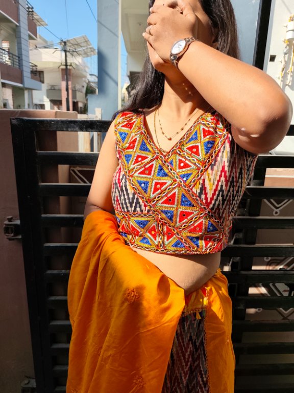 Heritage Multi-Color Chevron Ghagra Set view 2