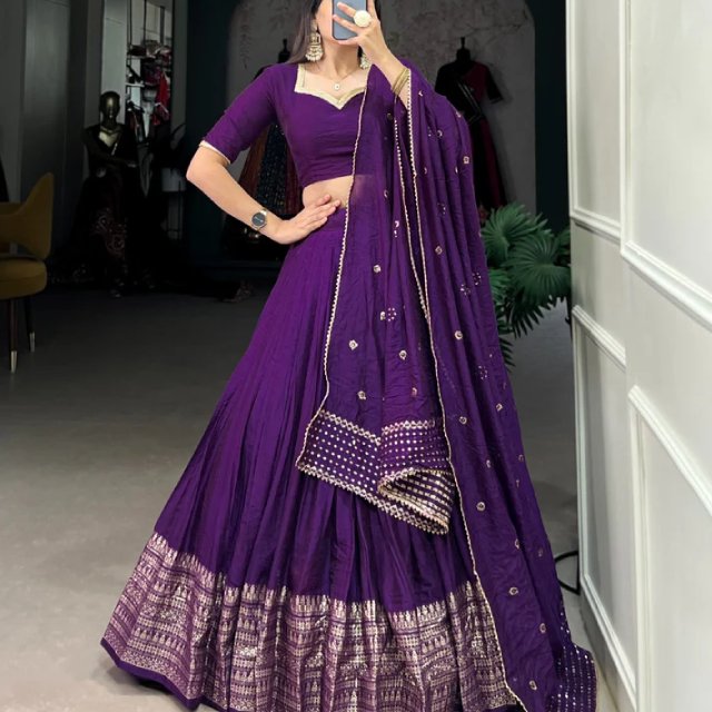 Prussian Navy & Ivory Net Dupatta Lehenga Set by Nirali Boutique