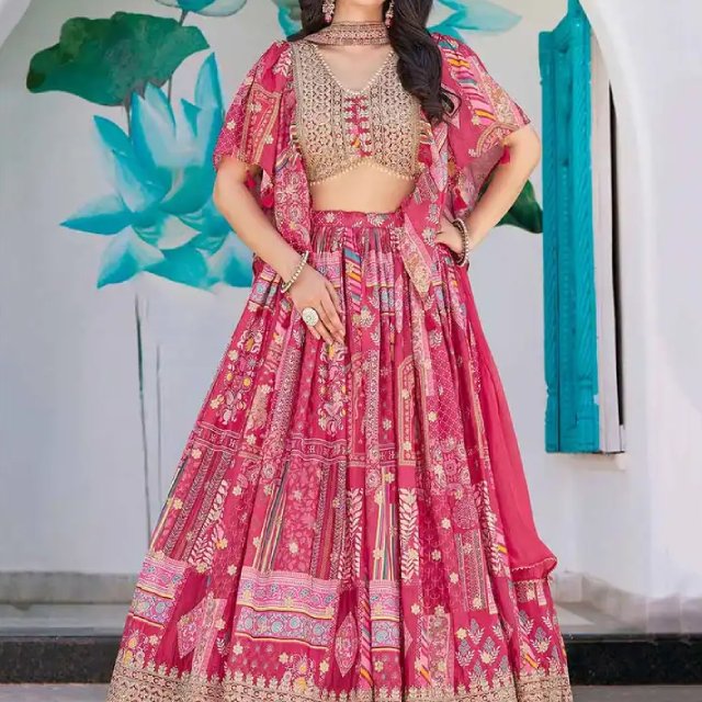Royal Peacock Teal Multi-Patch Lehenga Choli Set by Nirali Boutique